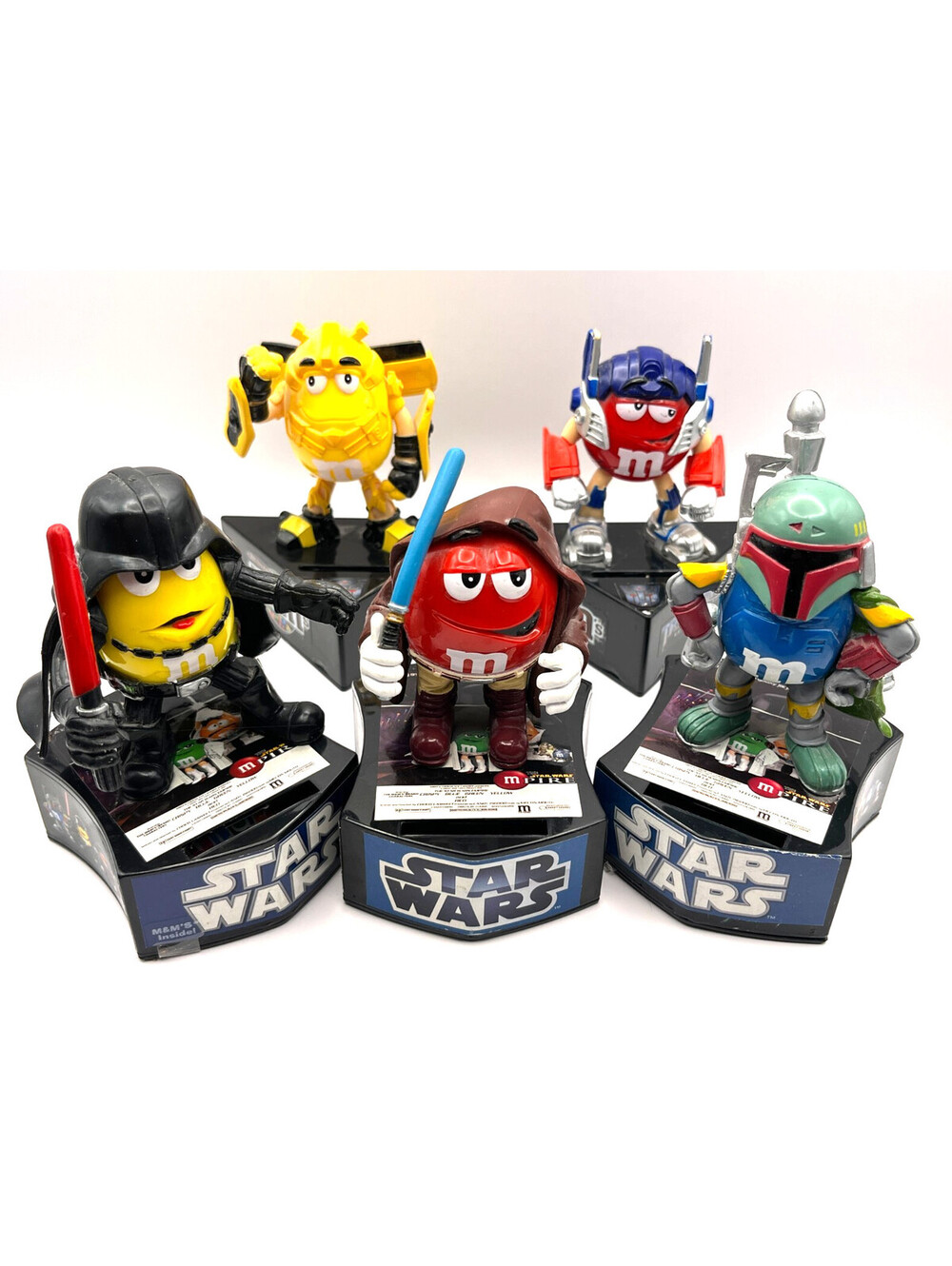 M&M’s Star Wars & Transformers Lot of 5 Figures w/ Bases Darth Vader Boba Fett